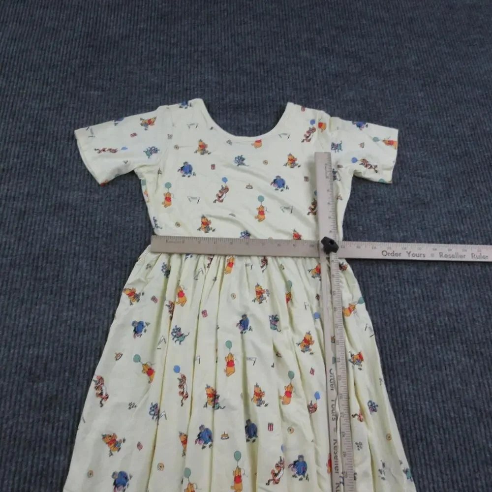 Disney Kyte Dress Girls 10 Yellow Winnie The Pooh Fit & Flare Short Sleeve NWT